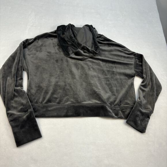 OFFLINE Aerie After Party Velour Oversized Crop Hoodie Sweatshirt Gray Size M - Picture 5 of 13
